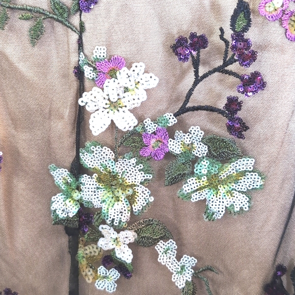 Vince Floral Embroidered Midi Skirt - Tan and Purple - Picture 8 of 8